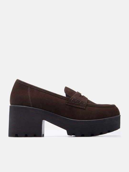 Loafer Heels with Medium Heel Brown