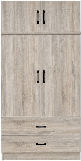 Δίφυλλη Ντουλάπα με Πατάρι Σταχτί 80x50x230cm
