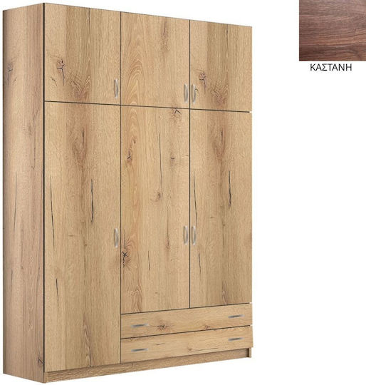 Triple Door Wardrobe with Loft Chestnut 152x60x233cm