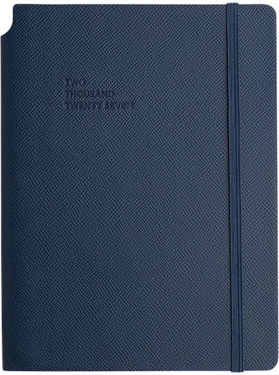 Type Center Agenda Săptămânală A5 2027 Albastră Din Piele 14x20.5cm (cu Personalizare)