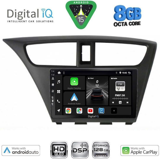 Digital IQ Auto-Audiosystem Für Honda Civic 2012-2016 Bluetooth/USB/Eingebautes Wi-Fi/GPS/Apple CarPlay/Android Auto Mit 9 Zoll Touchscreen