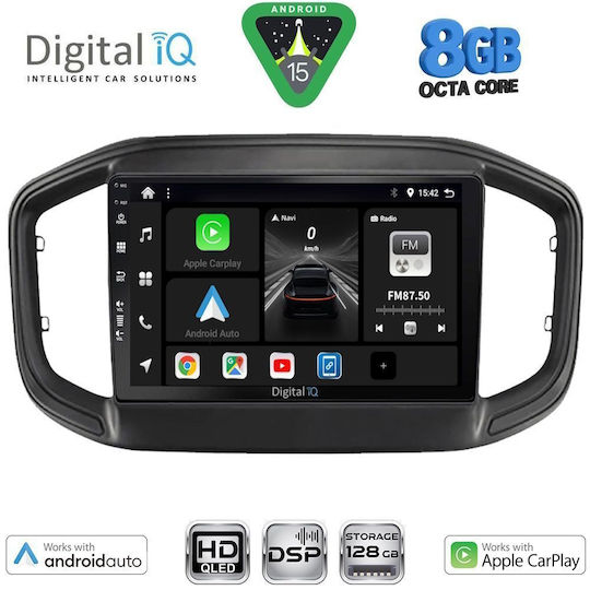 Digital IQ Автомобилна Аудио Система за Fiat Strada 2020-2026 (Bluetooth/USB/Вграден Wi-Fi/GPS/Apple CarPlay/Android Auto) с Touch Screen 9"