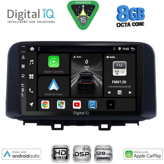 Digital IQ Автомобилна Аудио Система за Hyundai Kona 2017-2023 (Bluetooth/USB/Вграден Wi-Fi/GPS/Apple CarPlay/Android Auto) с Touch Screen 10"