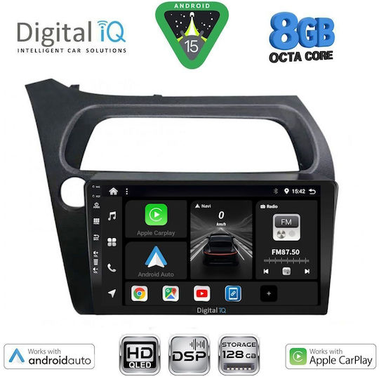 Digital IQ Auto-Audiosystem Für Honda Civic 2006-2012 Bluetooth USB Eingebautes Wi-Fi GPS Apple CarPlay Android Auto Mit Touchscreen 9 Zoll