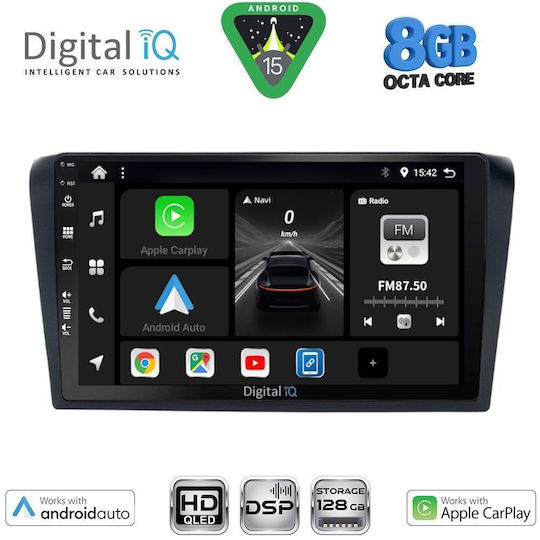 Digital IQ Автомобилна Аудио Система За Mazda 3 2003-2008 Bluetooth USB Вграден Wi-Fi GPS Apple CarPlay Android Auto С 9" Touch Screen