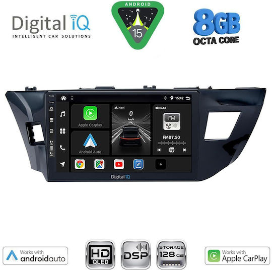 Digital IQ Auto-Audiosystem für Toyota Korolla 2013-2016 mit Touchscreen 10 Zoll Bluetooth USB Eingebautes Wi-Fi GPS Apple CarPlay Android Auto