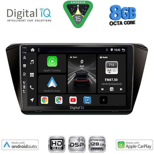 Digital IQ Auto-Audiosystem Für Skoda Superb 2015-2023 Bluetooth USB Eingebautes Wi-Fi GPS Apple CarPlay Android Auto Mit 10 Zoll Touchscreen