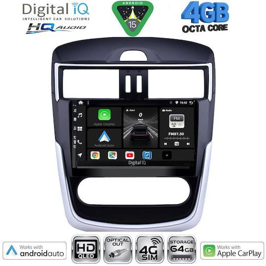 Digital IQ Автомобилна Аудио Система за Nissan Tiida 2013-2023 с Clima (Bluetooth/USB/WiFi/GPS/Apple CarPlay/Android Auto) с Touch Screen 9"