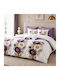 Pucioasa Set Huse Pentru Pilote 200x230cm Dublu Cu 4 Fețe De Pernă & 1 Cearșaf Purple And Cream Flowers