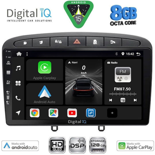 Digital Iq Bxf 18513bl_cpaa 9inc Multimedia Tablet Peugeot 308 Mod.2007-2012 Rcz Mod 2009-2015 Black
