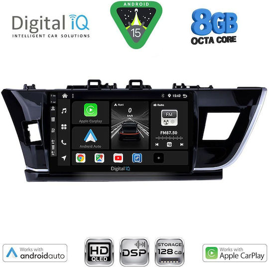 Digital IQ Auto-Audiosystem für Toyota Korolla 2013-2016 mit Touchscreen 10" Bluetooth USB Eingebautes Wi-Fi GPS Apple CarPlay Android Auto