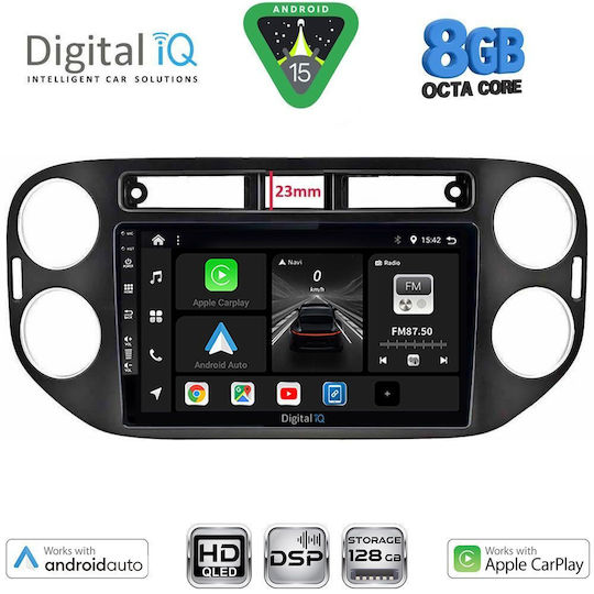 Digital IQ Auto-Audiosystem für Volkswagen Tiguan 2011-2016 Bluetooth USB Eingebautes Wi-Fi GPS Apple CarPlay Android Auto mit 9 Zoll Touchscreen