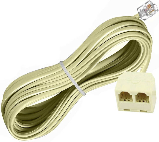 Cablu Telefonic Prelungitor 6p4c Masculin 2 Femele 3m Bej T206 213 Comp Set 5
