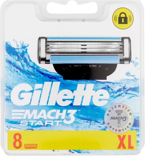 Gillette Mach3 Start Ανταλλακτικές Κεφαλές με 3 Λεπίδες 8τμχ