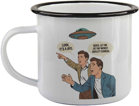 Koupakoupa Look Its A Ufo Mug Enamel Black 360ml