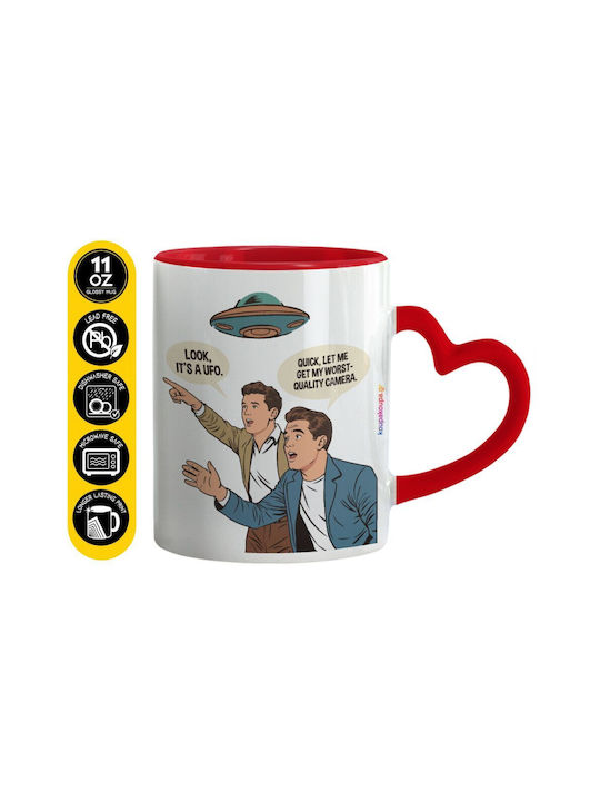 Koupakoupa Look! It's A Ufo Mug Ceramic Red 330ml