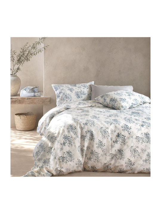 Rythmos Set Single Quilt 160x240cm Gardenia Blu...