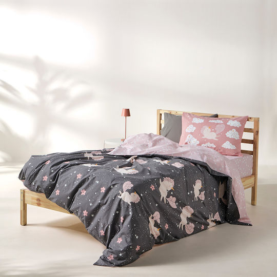 Kentia Set Quilt Single 160x240cm Children's Nagoya Grey 300 GSM