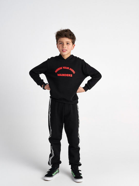 Two In A Castle Kids Sweatpants Set With Top Black