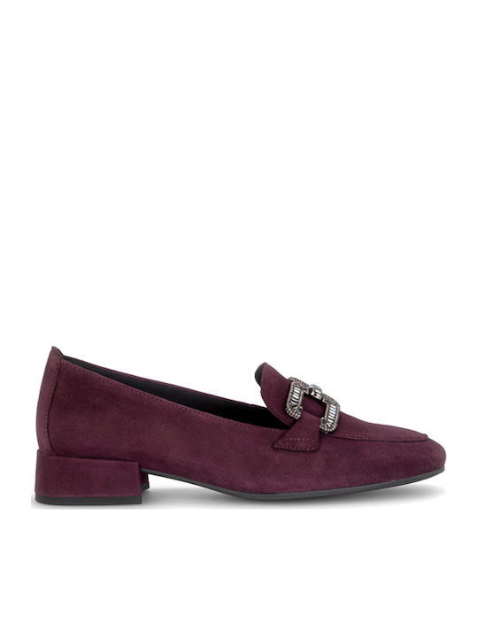 Leather Loafer Heels Burgundy