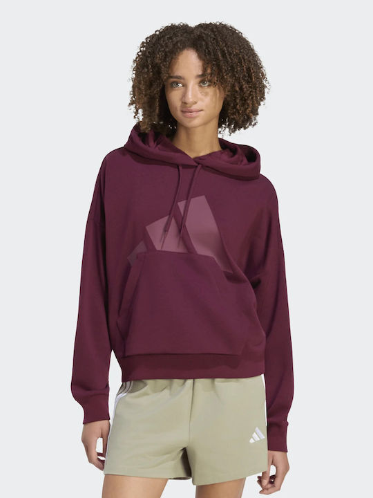 adidas Logo Damen French Terry Kapuzen-Sweatshirt Bordeaux