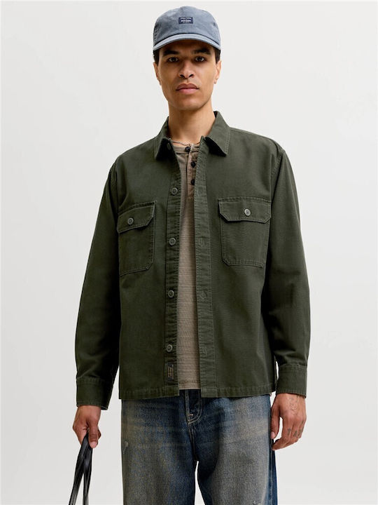 Jack & Jones Jjecolton Памучен Overshirt със Стандартна Кройка в Цвят Каки