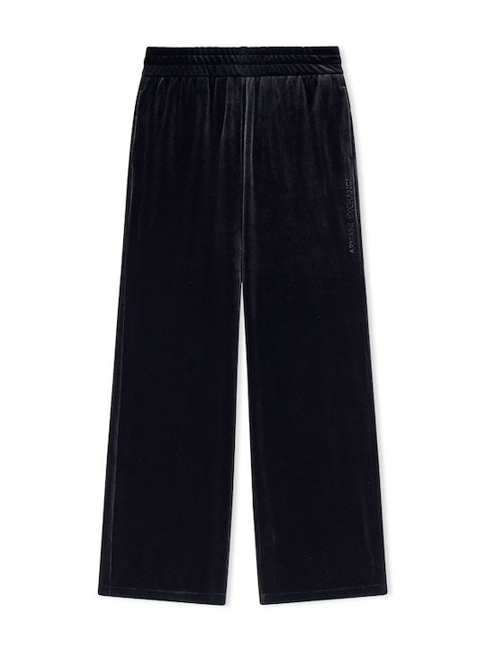 Armani Exchange Pantaloni Dama Catifea Cu Cauciuc În Fit Regular Negru