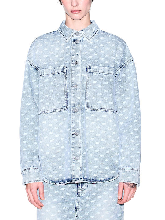 Long Women's Jean Jacket Blue
