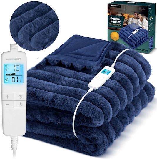 Berdsen Double Electric Blanket Washable with Timer Blue 160W 160x180cm