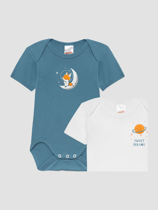 Minerva Dreams Baby-Strampler Blau Pastell-Weiß 2 Stück