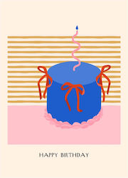 Поздравителна Картичка Happy Birthday Cake Poster & Frame Хартия Високо Качество A6