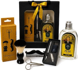 Set de bărbierit premium Gentleman Eyüp Sabri Tuncer No 4 Loțiune Aftershave Set complet de bărbierit Set de accesorii metalice în geantă elegantă