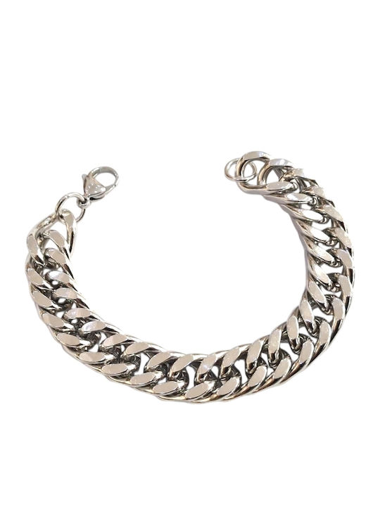 Kalliopi Silver Men's Steel Chain Bracelet with Diamond 20cm