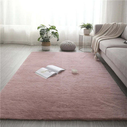 To megalo pazari Covor Antiderapant Rectangular Din Blană Roz 120x180cm