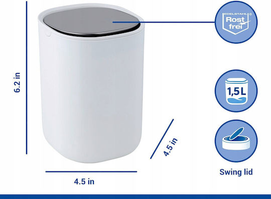 Wenko Inox Bathroom Bin 1.5lt White