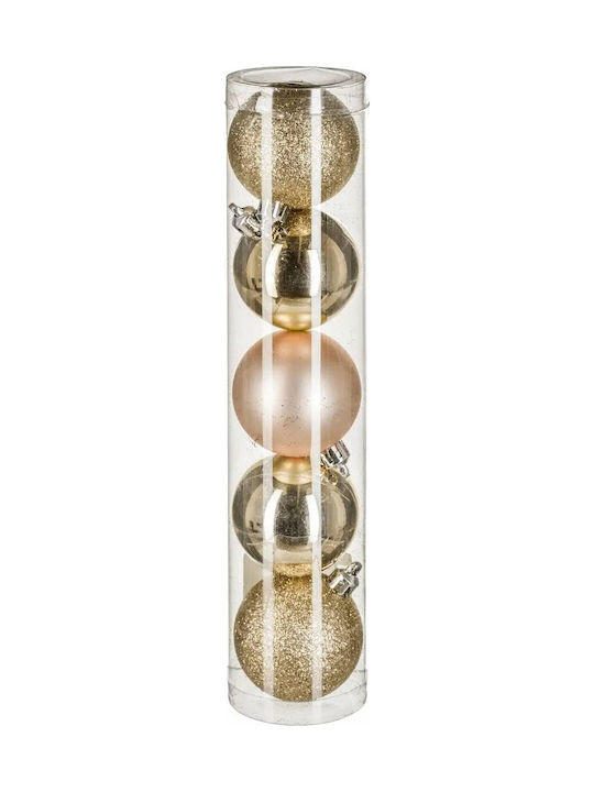 5 Stück Kunststoff Kugel Ornament mit Glitzer (Verschiedene Designs)
