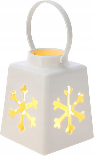 Home&Styling Collection Χριστουγεννιάτικο Πλαστικό Φαναράκι Λευκό Μπαταρίας 13.5x10.5εκ.