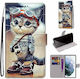 Coloured Drawing Cross Mobile Phone Case Wallet Leather Shoes Cat Samsung Galaxy S22 Ultra