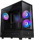 GameMax NEX C51 BK Gaming Midi-Turm Computergehäuse mit Seitenfenster und ARGB-Beleuchtung Schwarz