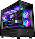 GameMax NEX C31 BK Gaming Mini Tower Computer Case with Side Window and ARGB Lighting Black