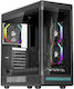 1STPLAYER PB8 Schwarzes Gaming Midi-Turm Computergehäuse mit Seitenfenster und ARGB-Beleuchtung