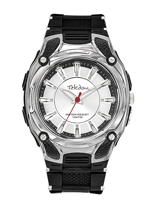 Herrenuhr 40mm Batterie mit Schwarz Gummi Armband