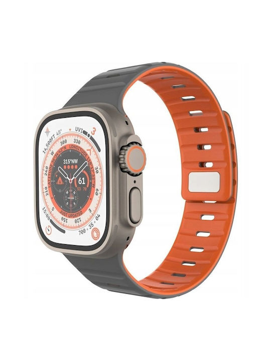 Magnetisches Silikon Tragbare Band Fixed Apple Watch 42/44/45/46/49 mm Offenes Grau