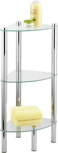 Wenko Corner Floor Bathroom Shelf Glass Silver Wenko Corner Floor Bathroom Shelf Glass Silver