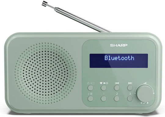 Sharp 1389268 Tragbares Radio Wiederaufladbar DAB+ mit Bluetooth und USB Grün
