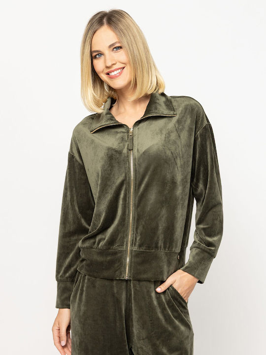 Women's Sweatshirt Cardigan Olive