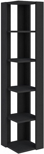 Corner Bookcase Wood Black 31.8x31.8x160.8cm