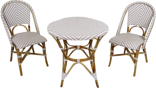 Set de mobilier de exterior pentru masă bistro 3 piese maro/alb