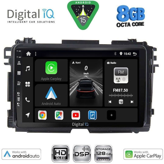 Digital IQ Автомобилна Аудио Система За Honda HR-V 2015-2021 Bluetooth USB Вграден Wi-Fi GPS Apple CarPlay Android Auto С Touch Screen 9"
