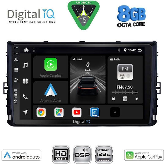 Digital IQ Автомобилна Аудио Система за Volkswagen Polo / T-Roc / T-Cross / Taigo 2017-2026 с Clima (Bluetooth/USB/Wi-Fi/GPS/Apple CarPlay/Android Auto) с Touch Screen 9"